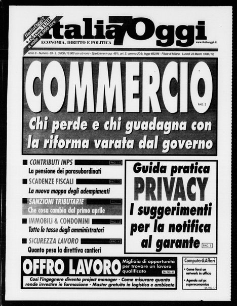 Italia oggi : quotidiano di economia finanza e politica